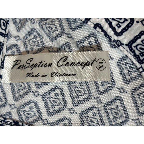 Boho Paisley Embroidered Halter Dress Blue & White sz XL‎ Coastal travel career - Picture 8 of 10